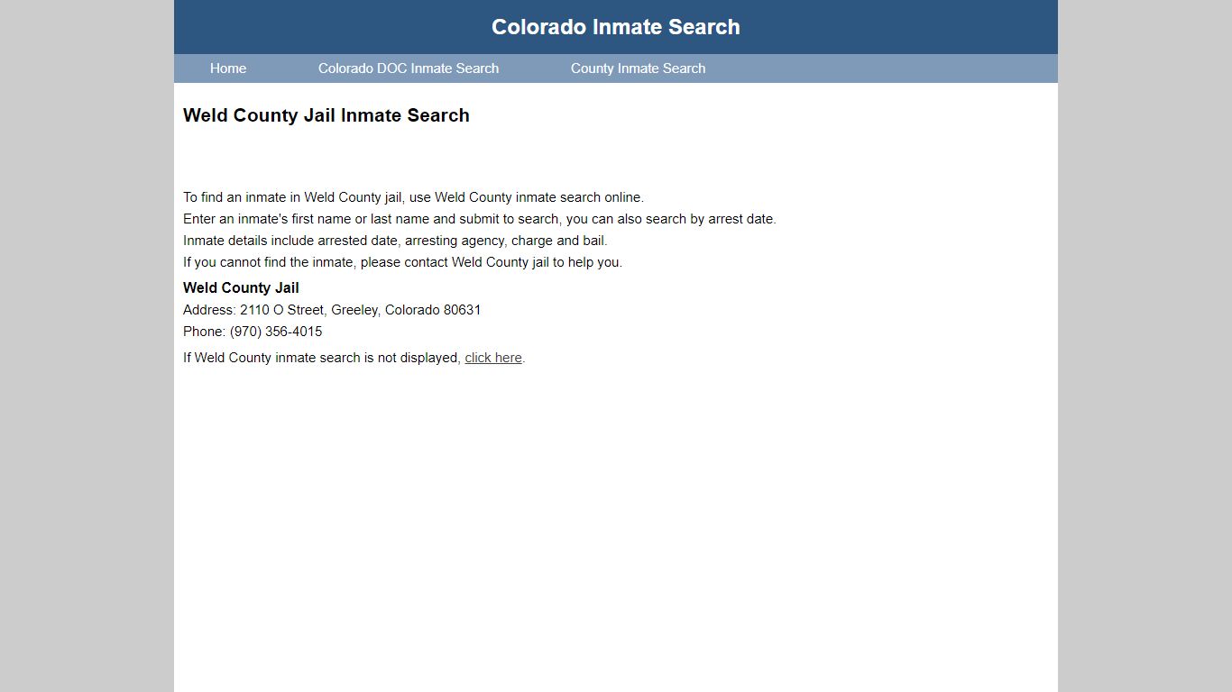 Weld County Jail Inmate Search